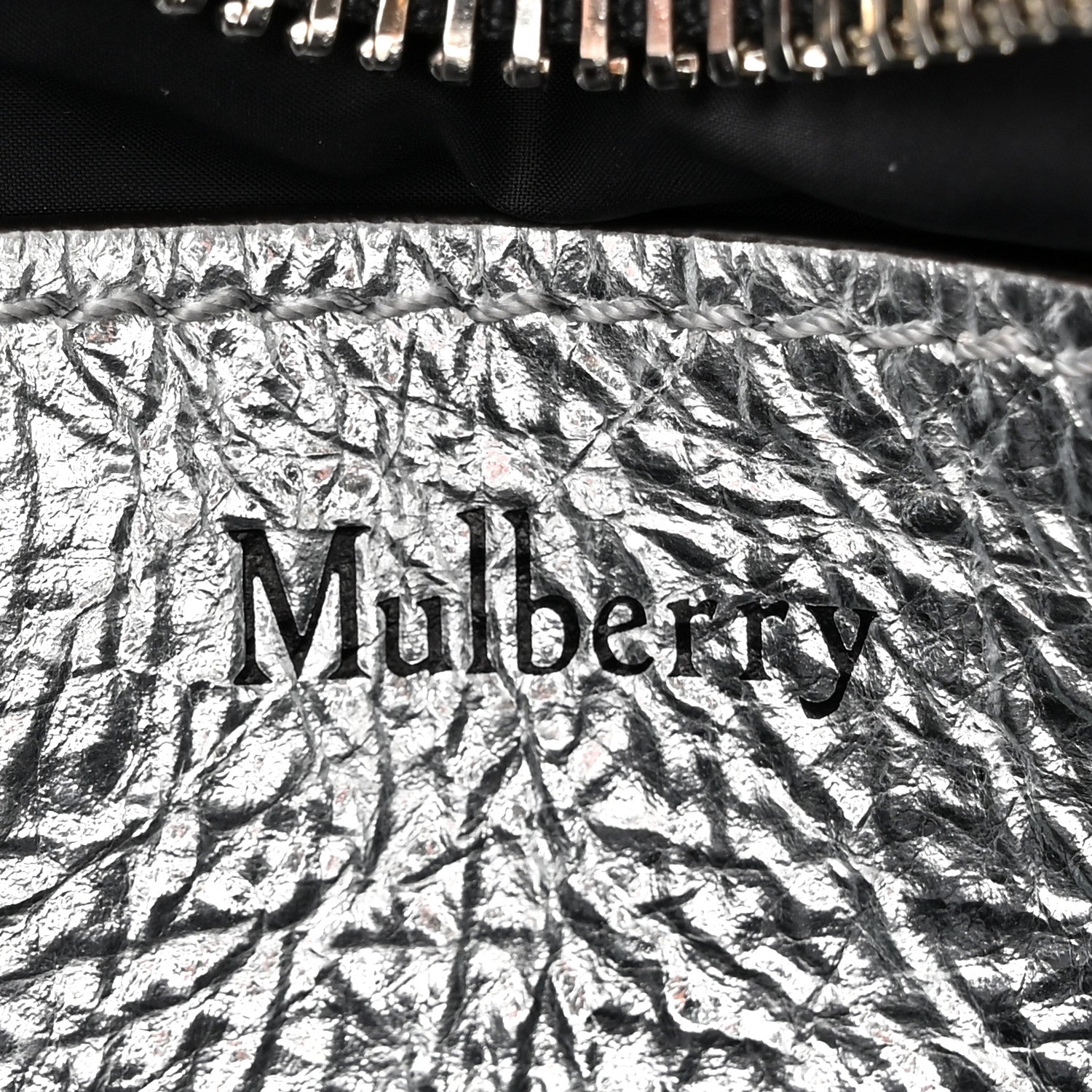 Mulberry Metallic Crinkled Calfskin Pillow Quilted Softie Clutch Silver 6 of 9