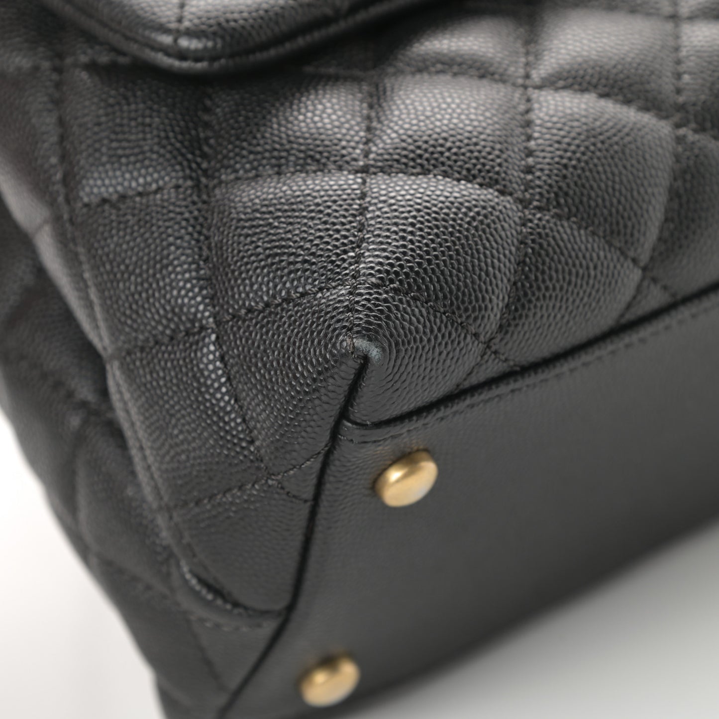Caviar Quilted Small Coco Handle Flap Black