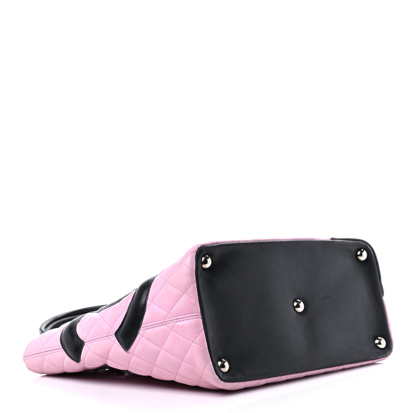 Calfskin Quilted Large Cambon Tote Pink Black