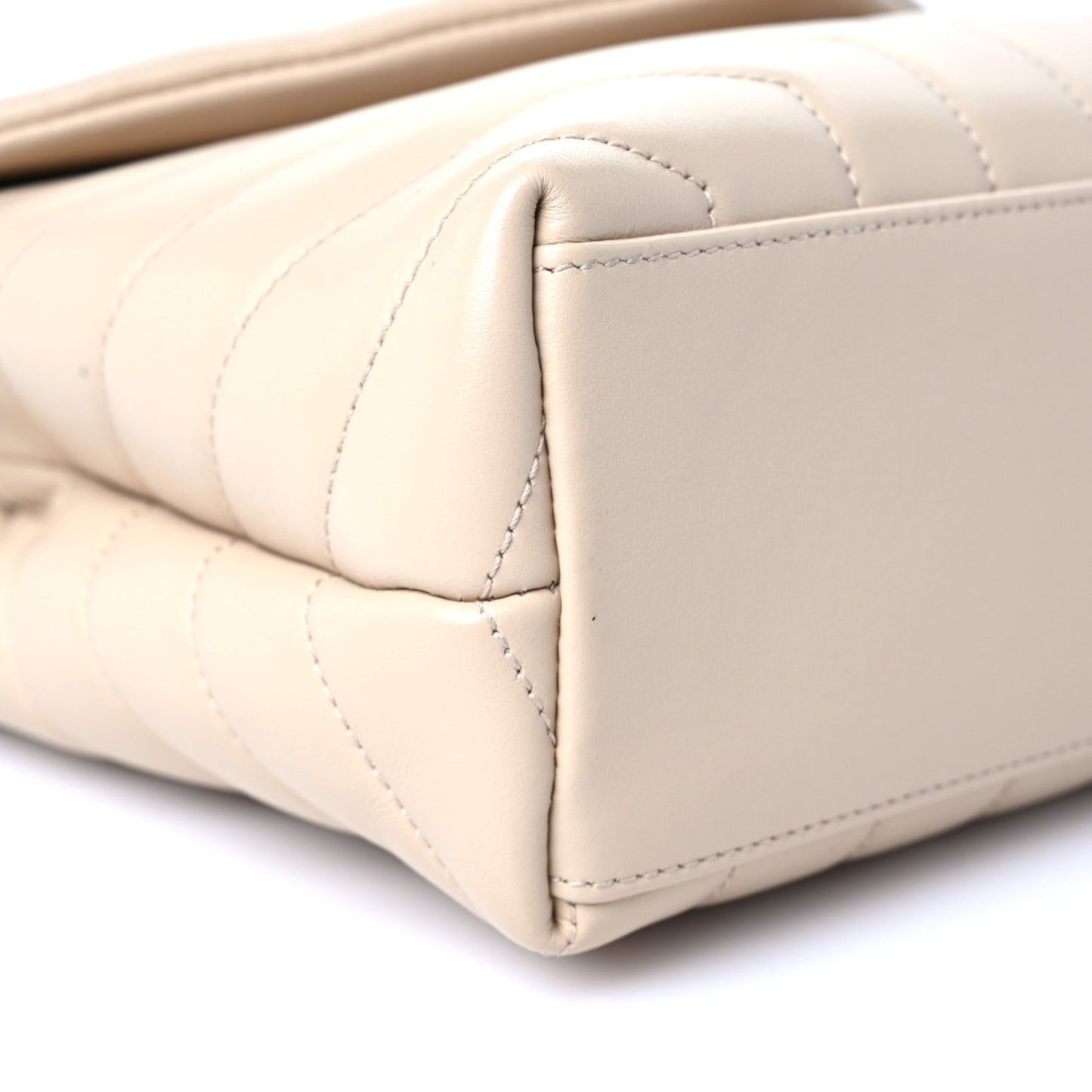 Calfskin Y Quilted Monogram Small Loulou Chain Satchel Nude Powder