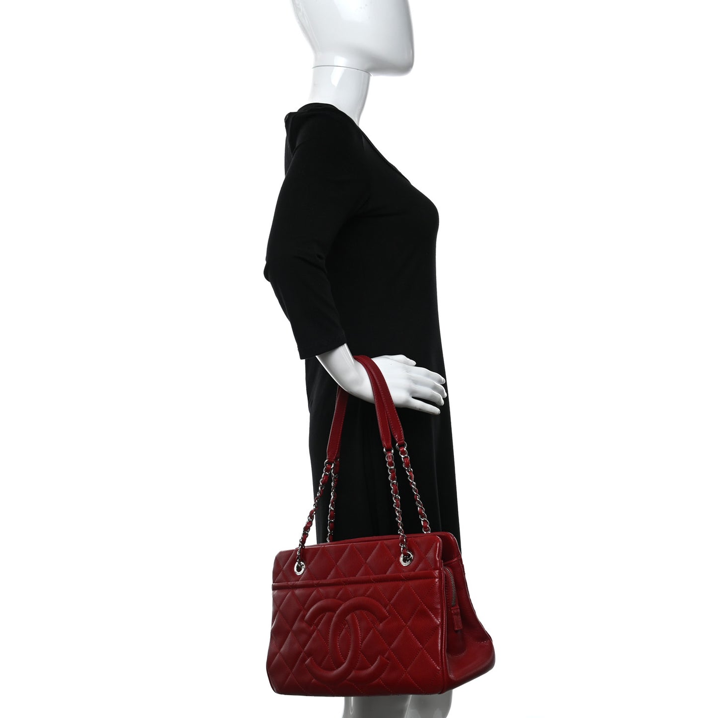Soft Caviar Timeless Shopping Tote Red