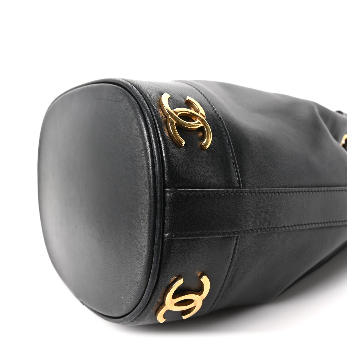 Lambskin CC Drawstring Shoulder Bag Black