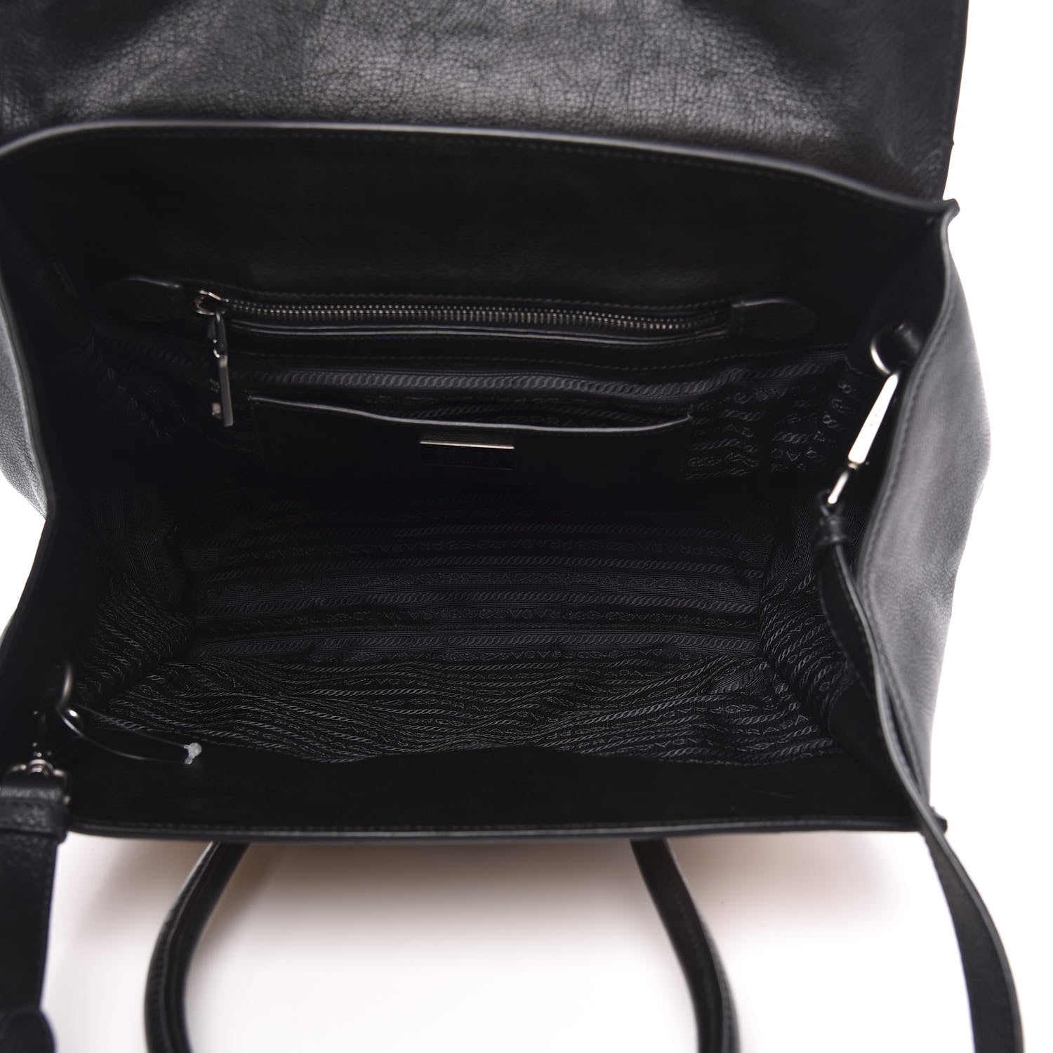 Prada Glace Calf Large Twin Pocket Tote Naturale Black 5 of 11