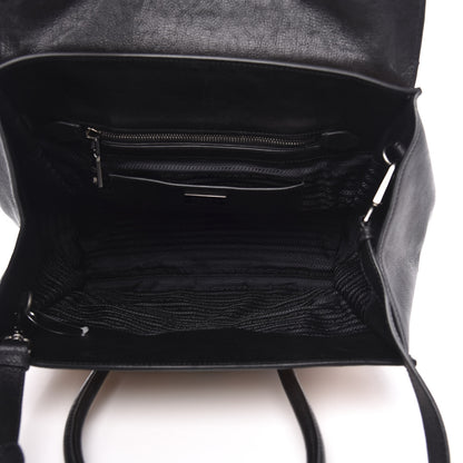 Prada Glace Calf Large Twin Pocket Tote Naturale Black 5 of 11