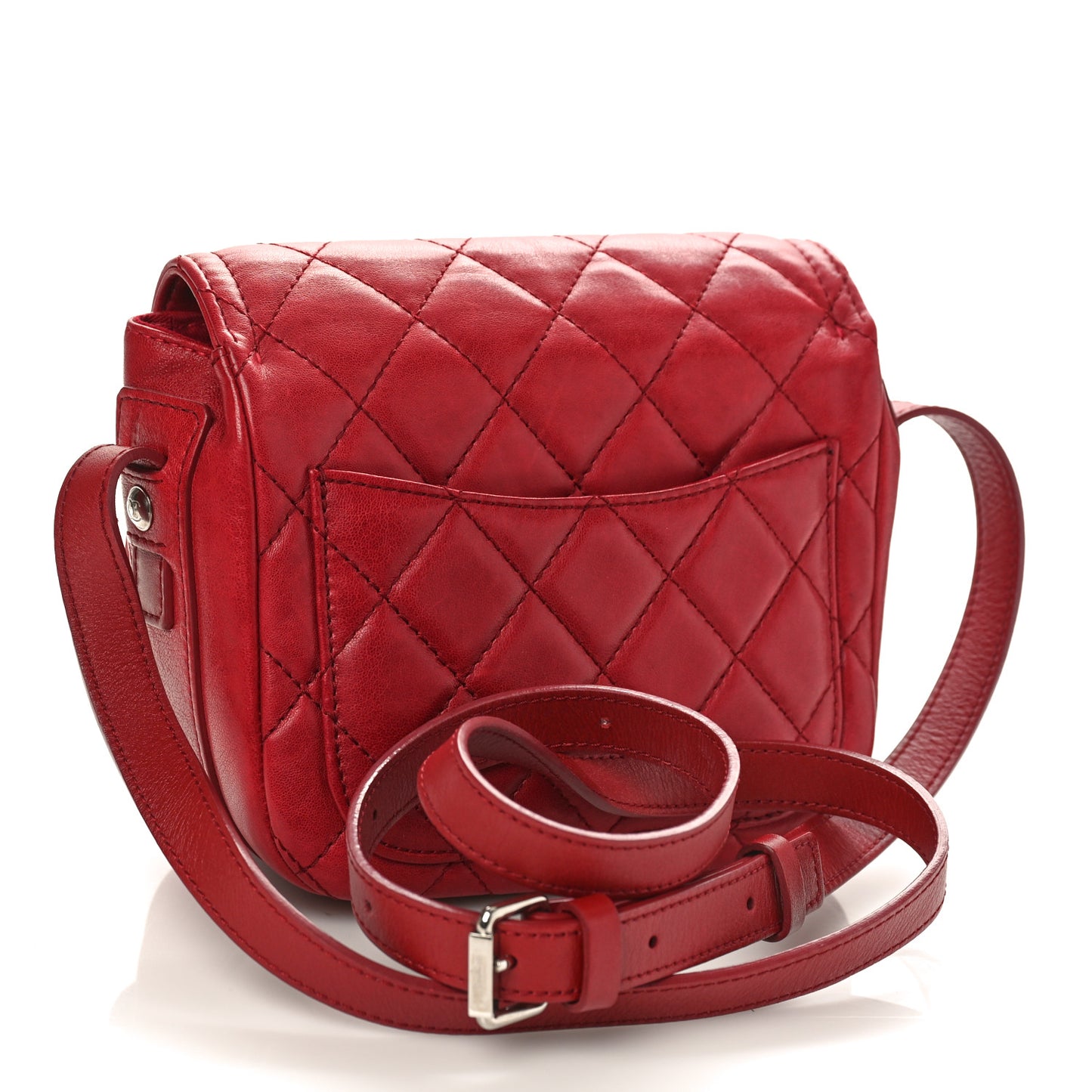 Lambskin Quilted Messenger Bag Red