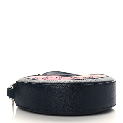 Gucci Monogram Multicolor Textured Calfskin Retro Interlocking G Round Shoulder Bag Pink Blue 3 of 5