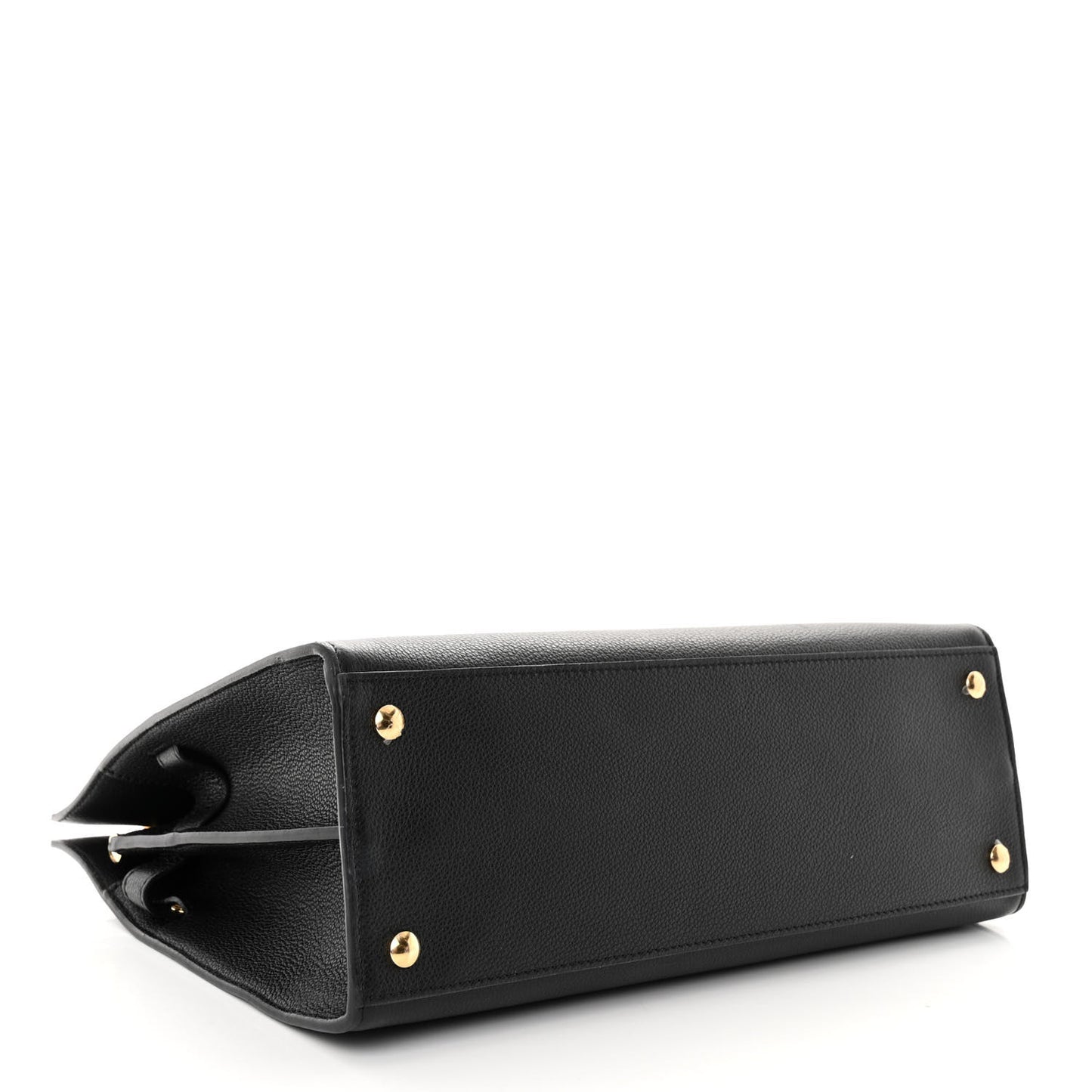Grainy Calfskin Medium Title Bag Black