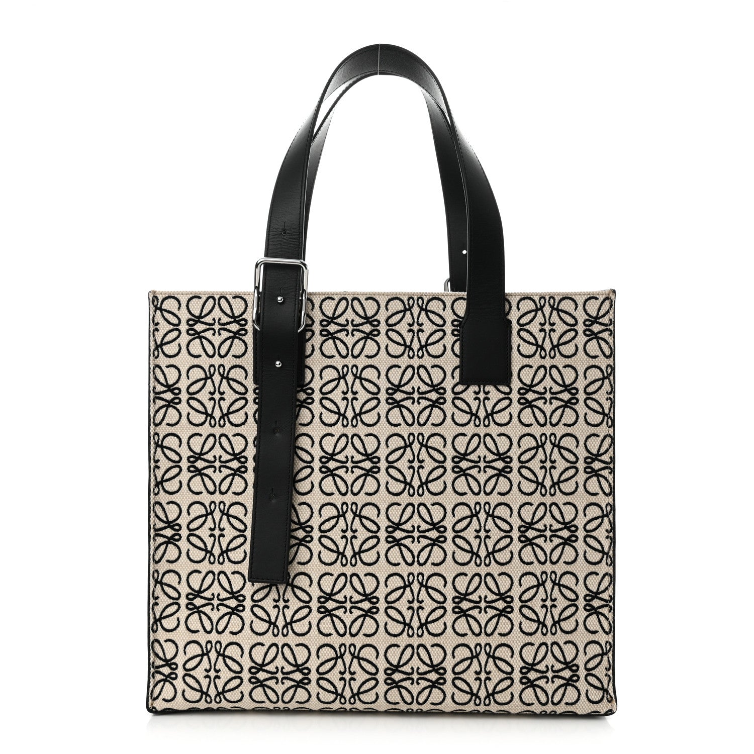 Loewe Jacquard Anagram Calfskin Buckle Tote Black 1 of 14