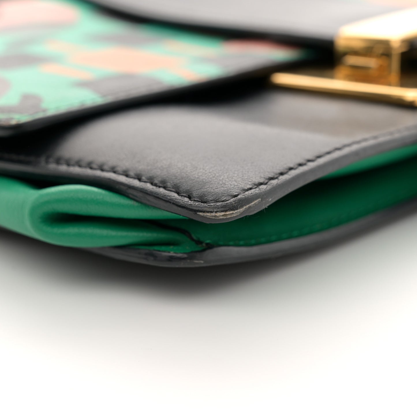 Madras Floral Print Ribbon Bag Mango Black
