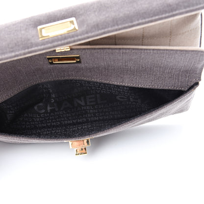 Chanel Canvas Chocolate Bar Mademoiselle Double Flap Clutch Beige Brown 5 of 10