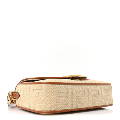 Fendi Raffia Vitello King Lucido FF Embroidered Baguette Alchemy Brandy 4 of 9