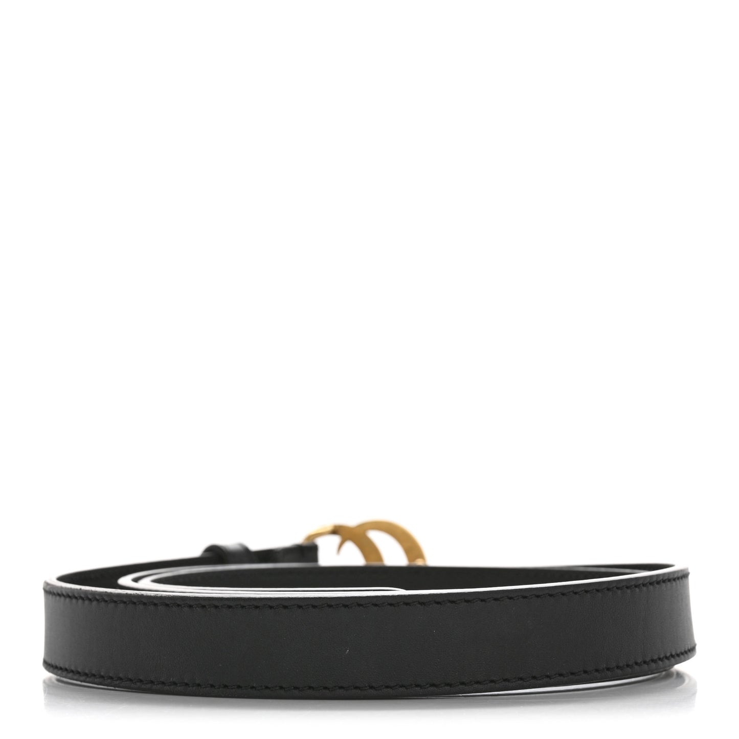 Calfskin Pearl Double G 20mm Belt 90 36 Black Cream