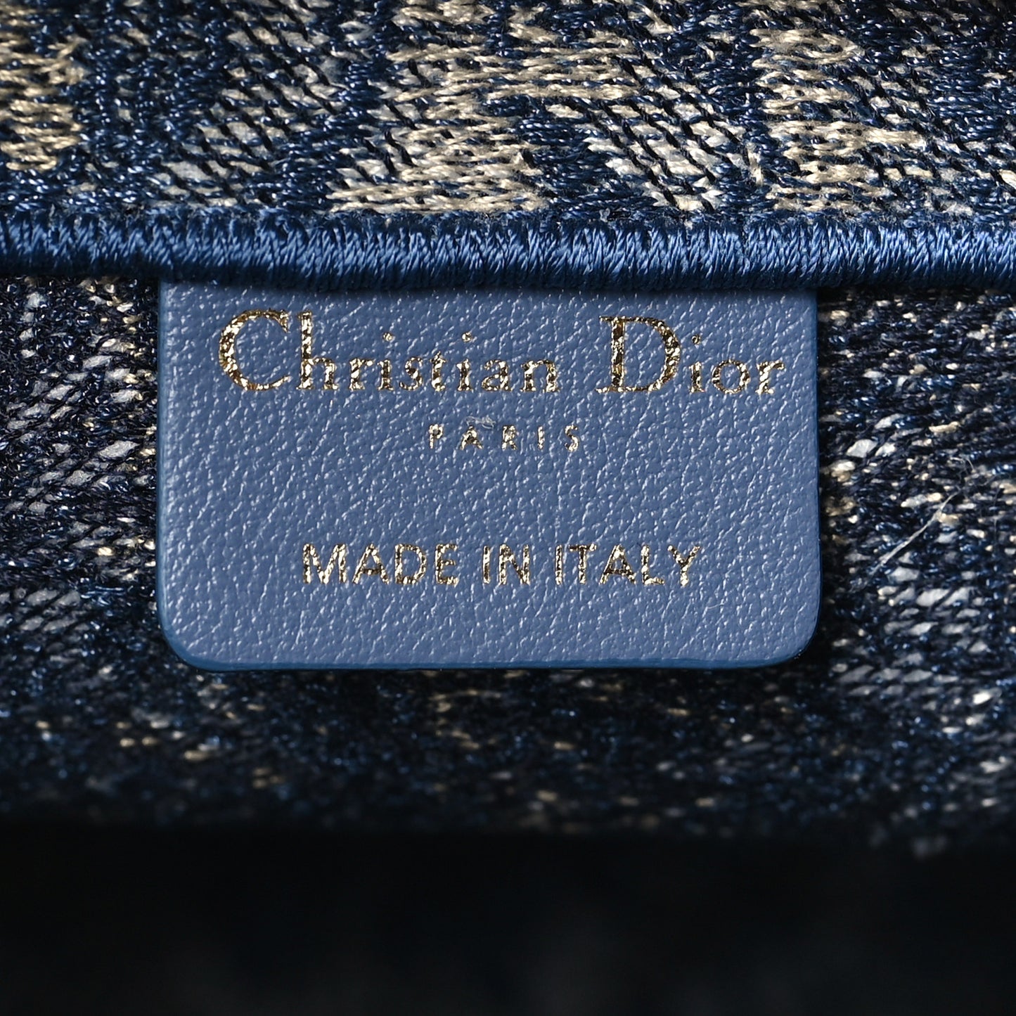 Canvas Embroidered Large Brocart Book Tote Blue