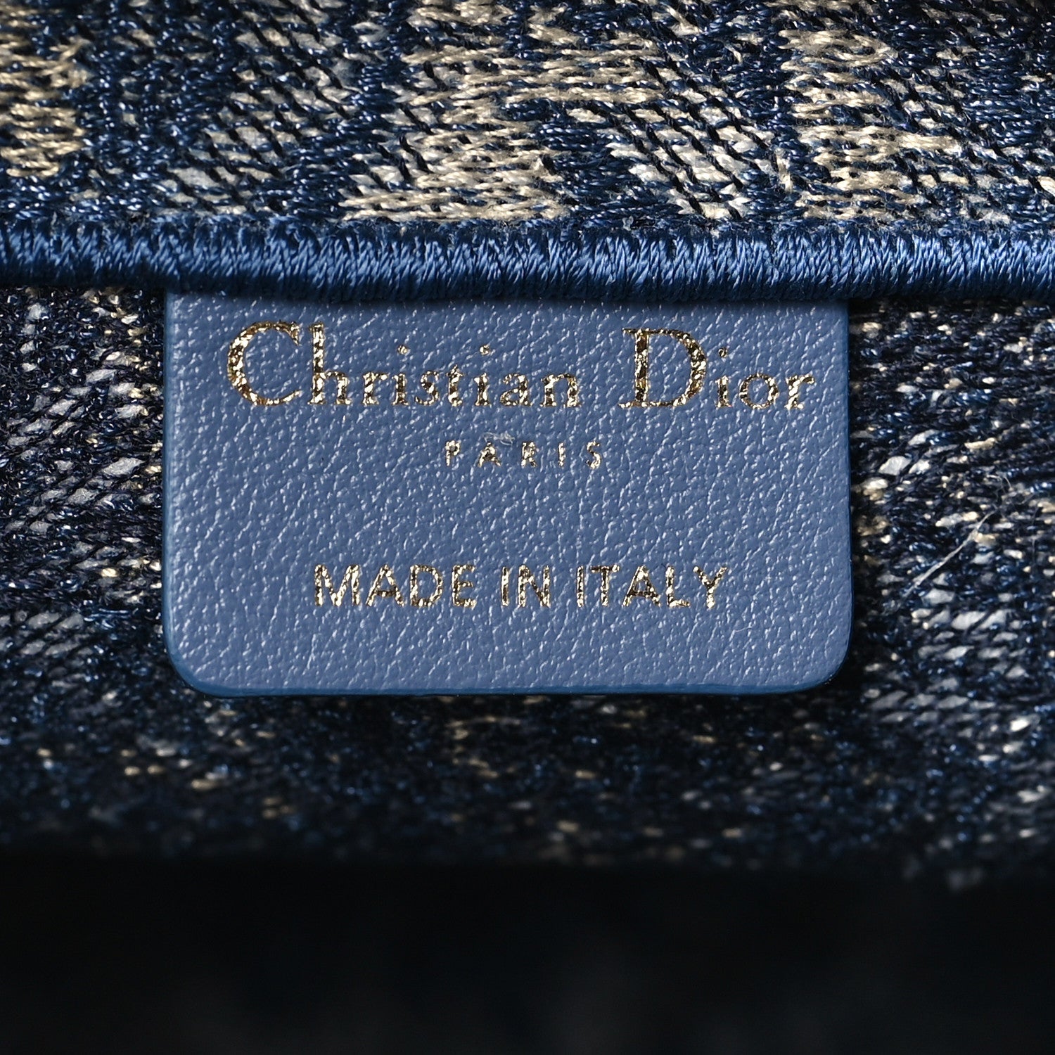 Christian Dior Canvas Embroidered Large Brocart Book Tote Blue 6 of 9