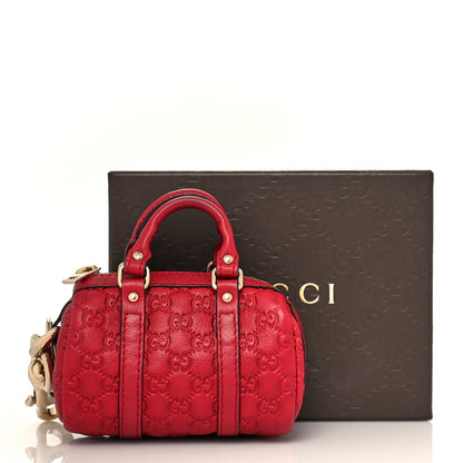 Gucci Guccissima Mini Boston Bag Charm Raspberry Red 10 of 10