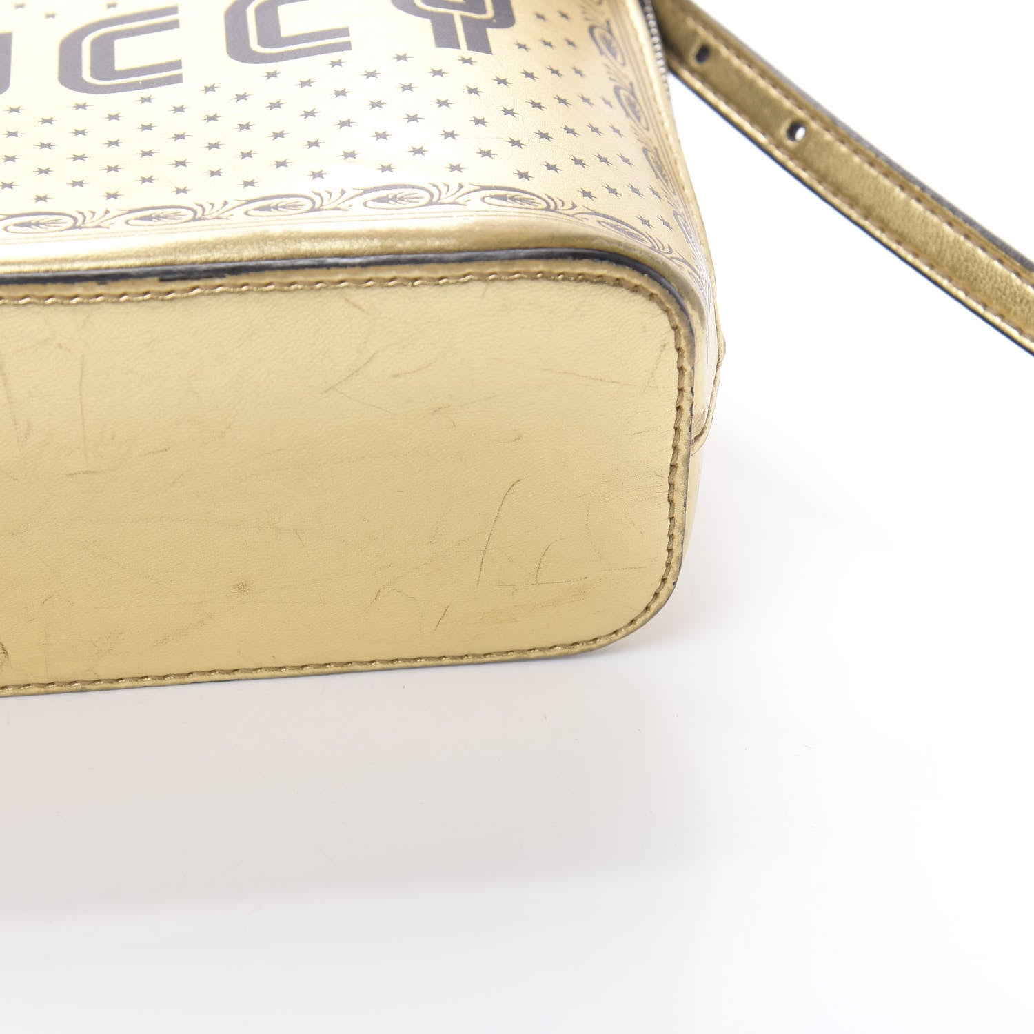 Gucci X SEGA Calfskin GUCCY Stars Mini Dome Shoulder Bag Gold 12 of 16