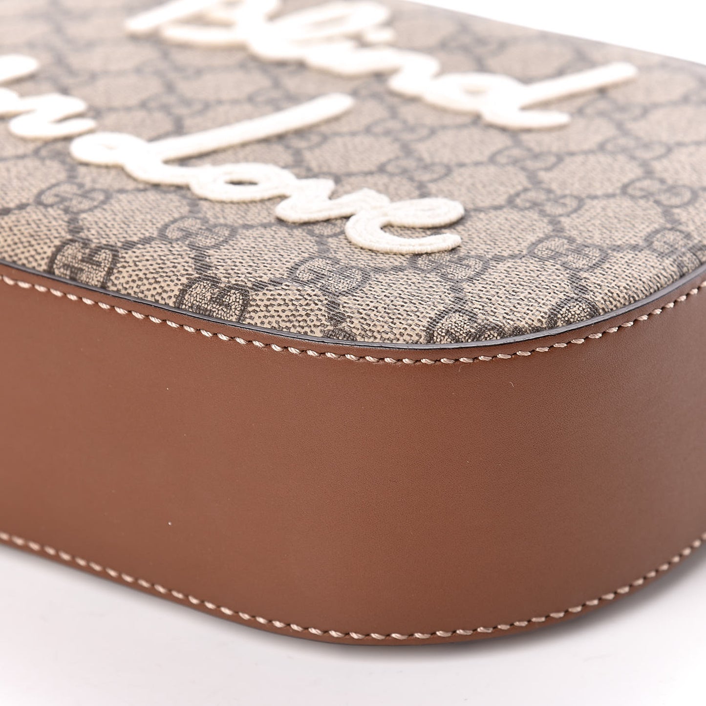 GG Supreme Monogram Blind For Love Embroidered Mini Chain Shoulder Bag Beige Tuscany
