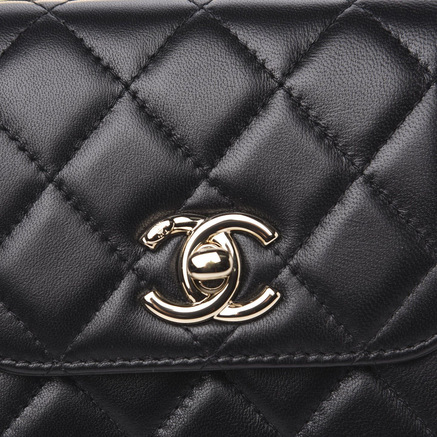 Lambskin Quilted Mini Trendy CC Chain Wallet Black