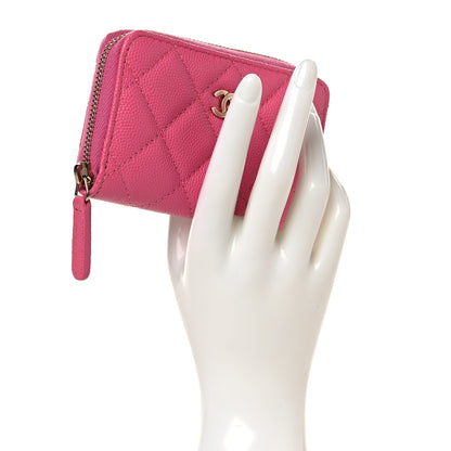 Chanel Caviar Quilted Zip Coin Purse Dark Pink 2 of 8
