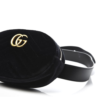 Gucci Velvet Matelasse GG Marmont Belt Bag 95 38 Black 6 of 11