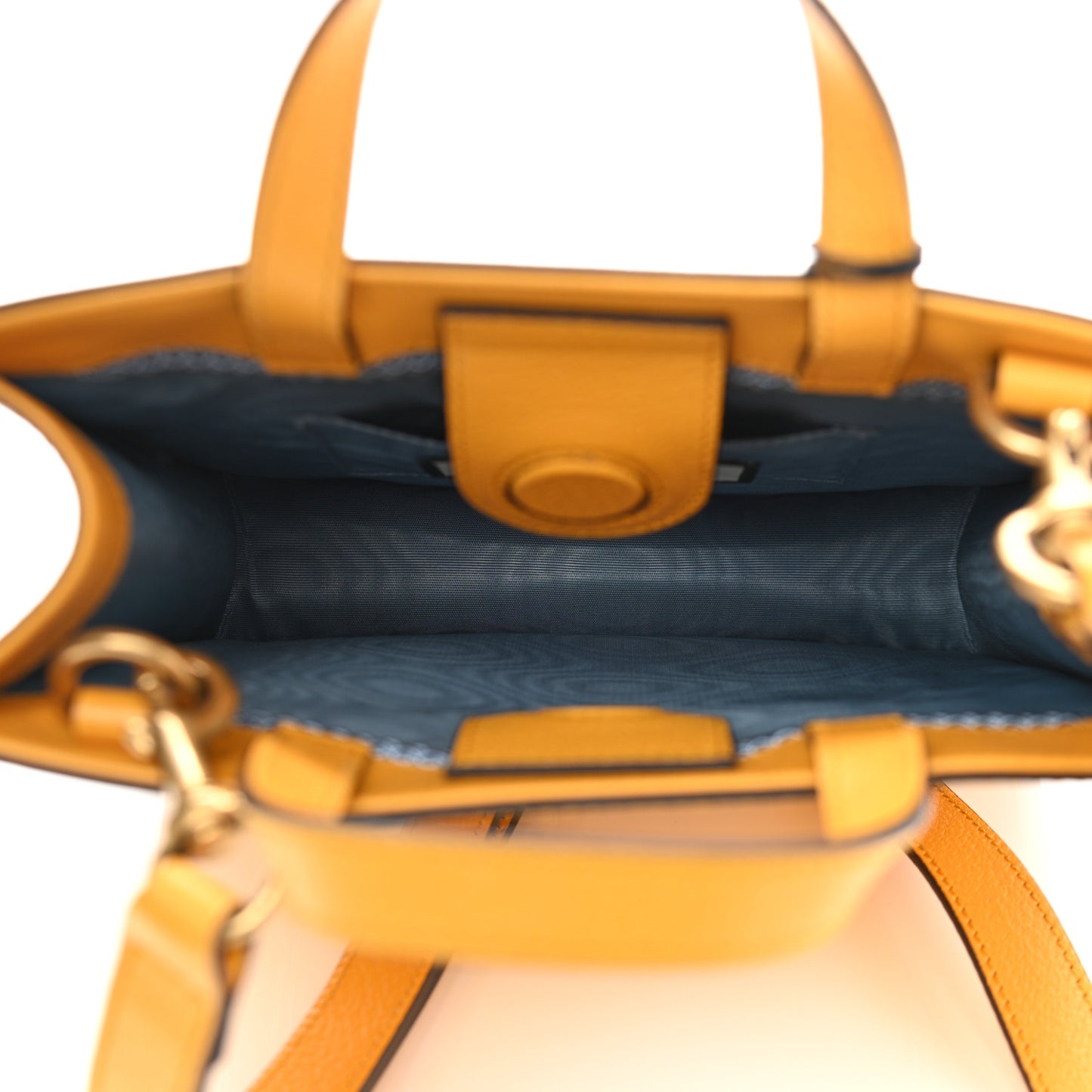Textured Calfskin Garden Bat Vertical Shopping Tote Yellow
