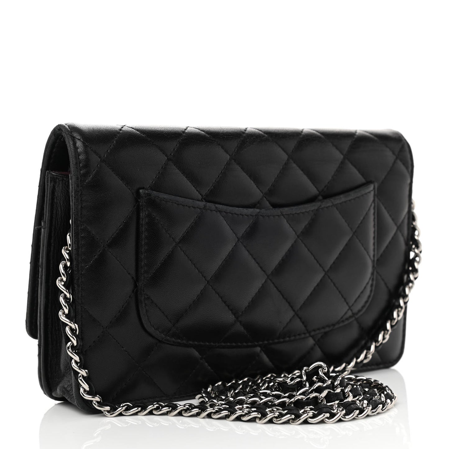 Lambskin Quilted Wallet On Chain WOC Black