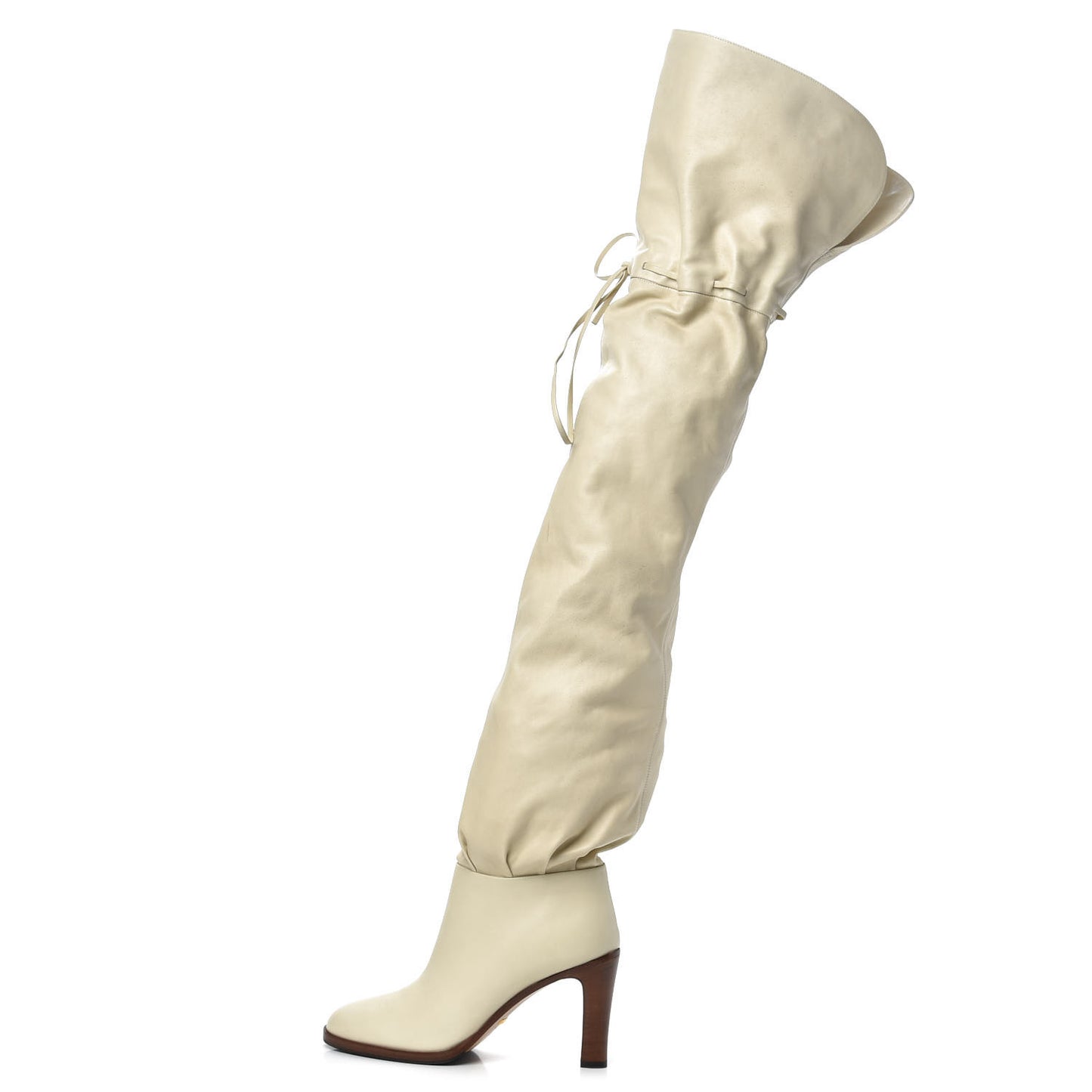 Deauville Calfskin Cinched Over The Knee High Boots 38 Vintage White
