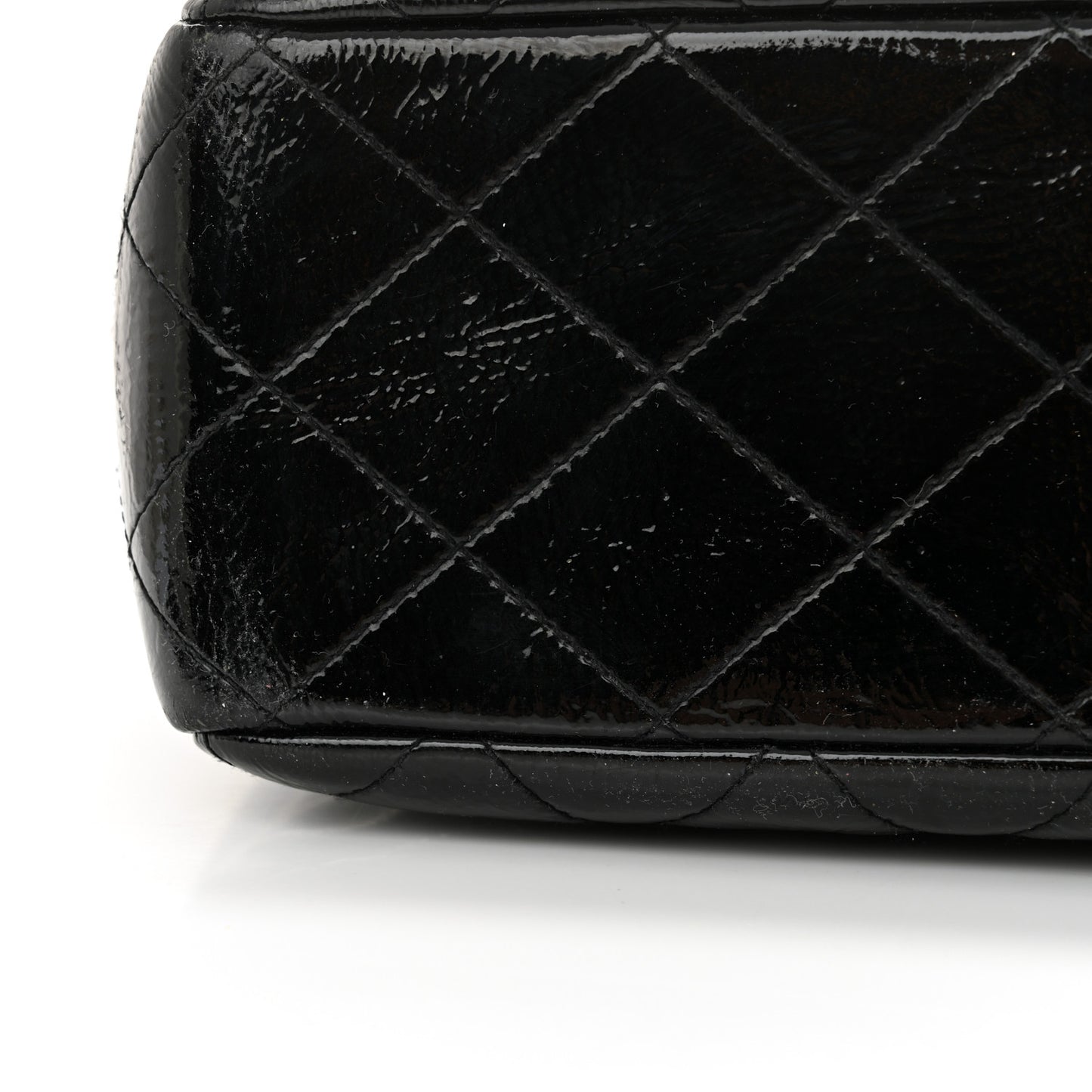 Crinkled Patent Quilted Jumbo Single Flap Black