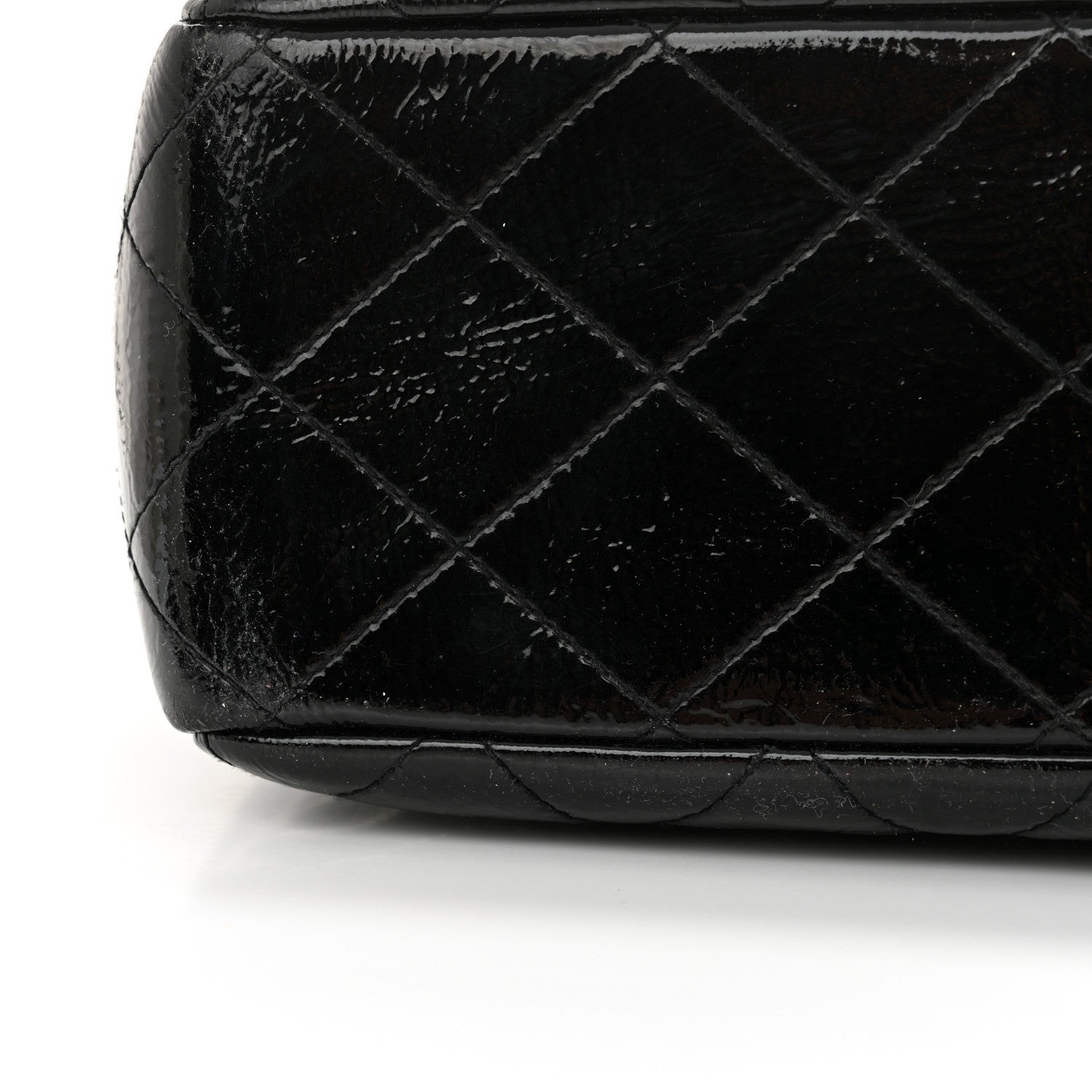 Chanel Crinkled Patent Quilted Jumbo Single Flap Black 11 of 12