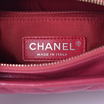 Chanel Aged Calfskin Chevron Quilted Small Gabrielle Hobo Dark Pink 6 of 10
