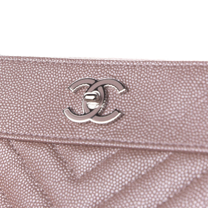 Chanel Metallic Caviar Chevron Quilted Small Vintage Mademoiselle Cosmetic Case Pink 8 of 9