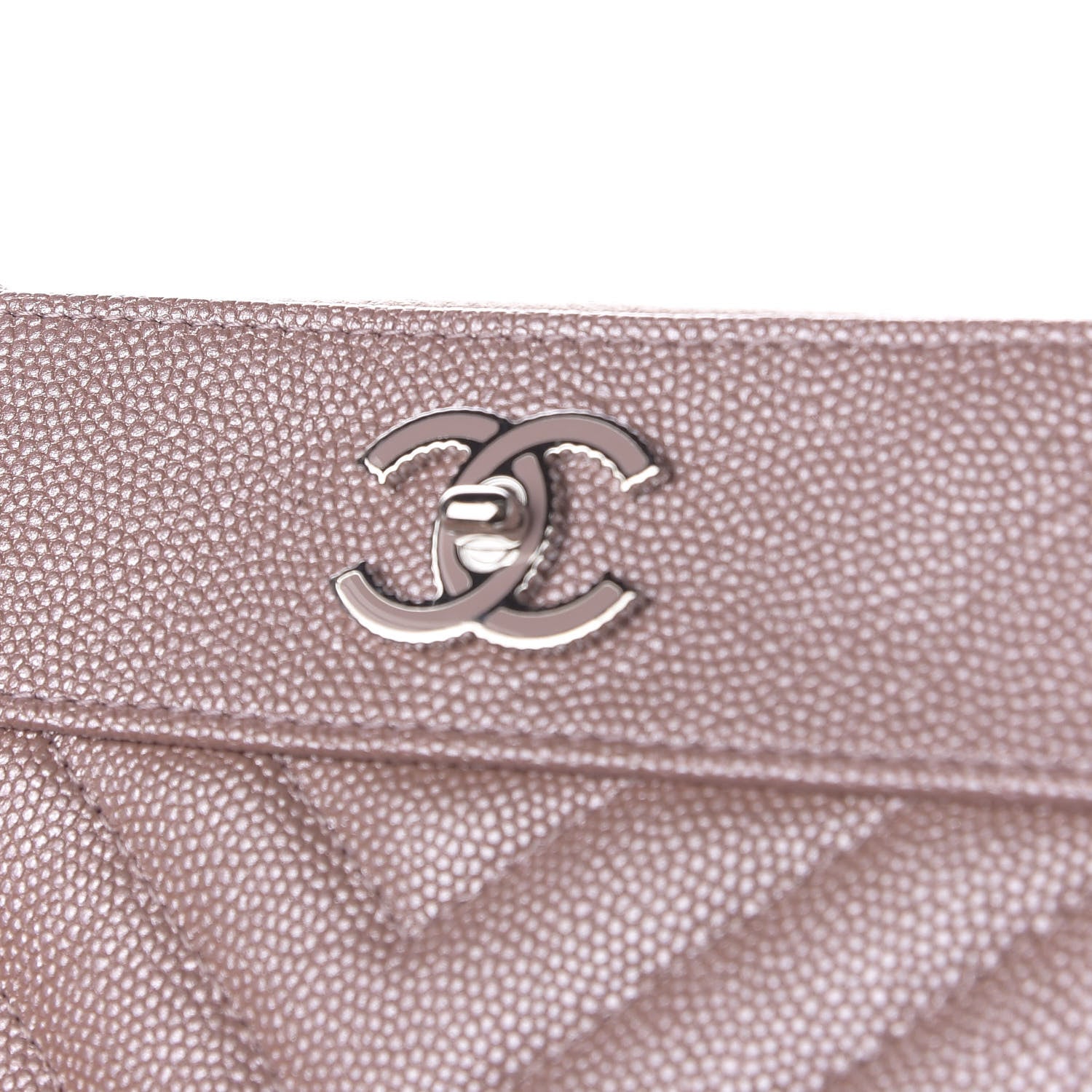 Chanel Metallic Caviar Chevron Quilted Small Vintage Mademoiselle Cosmetic Case Pink 8 of 9