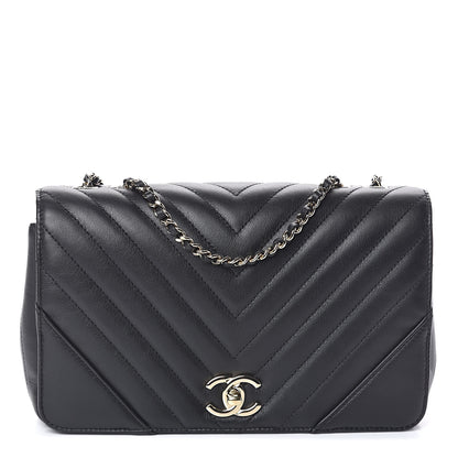 Chanel Calfskin Chevron Quilted Statement Flap Black 1 of 10