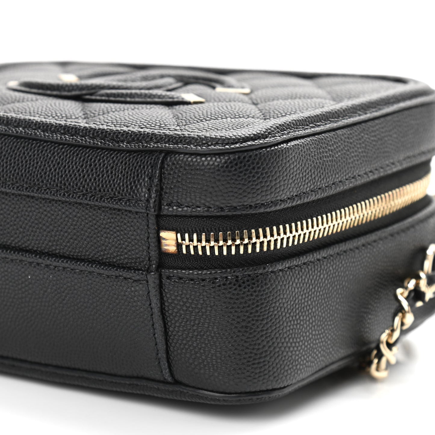 Caviar Quilted Small CC Filigree Vanity Case Black