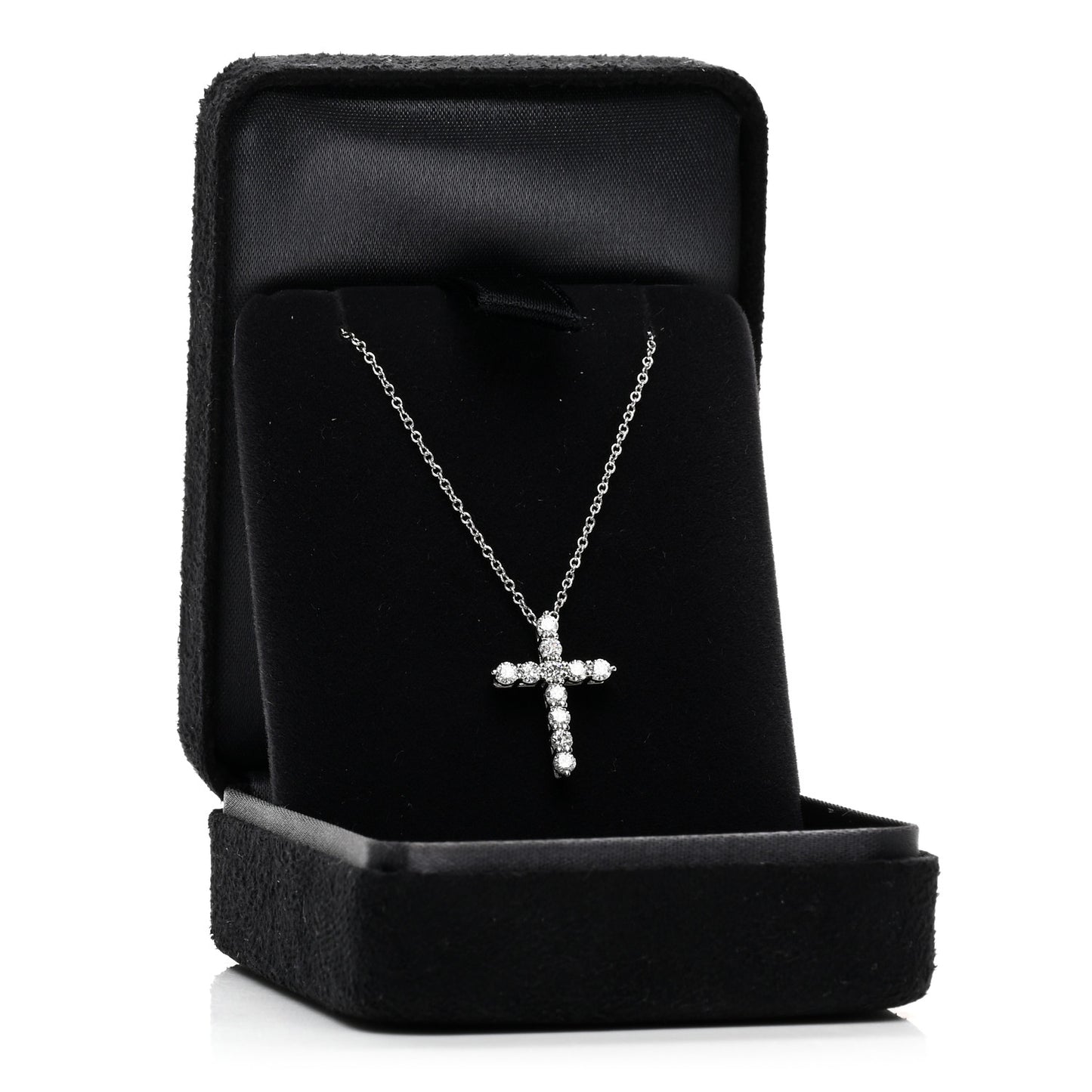 Platinum Diamond Small Cross Pendant Necklace