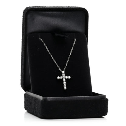 Tiffany Platinum Diamond Small Cross Pendant Necklace 5 of 5