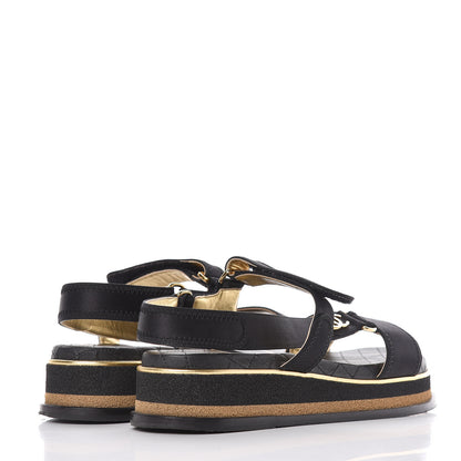 Chanel Satin CC Flat Sandals 41 Black Gold 4 of 12