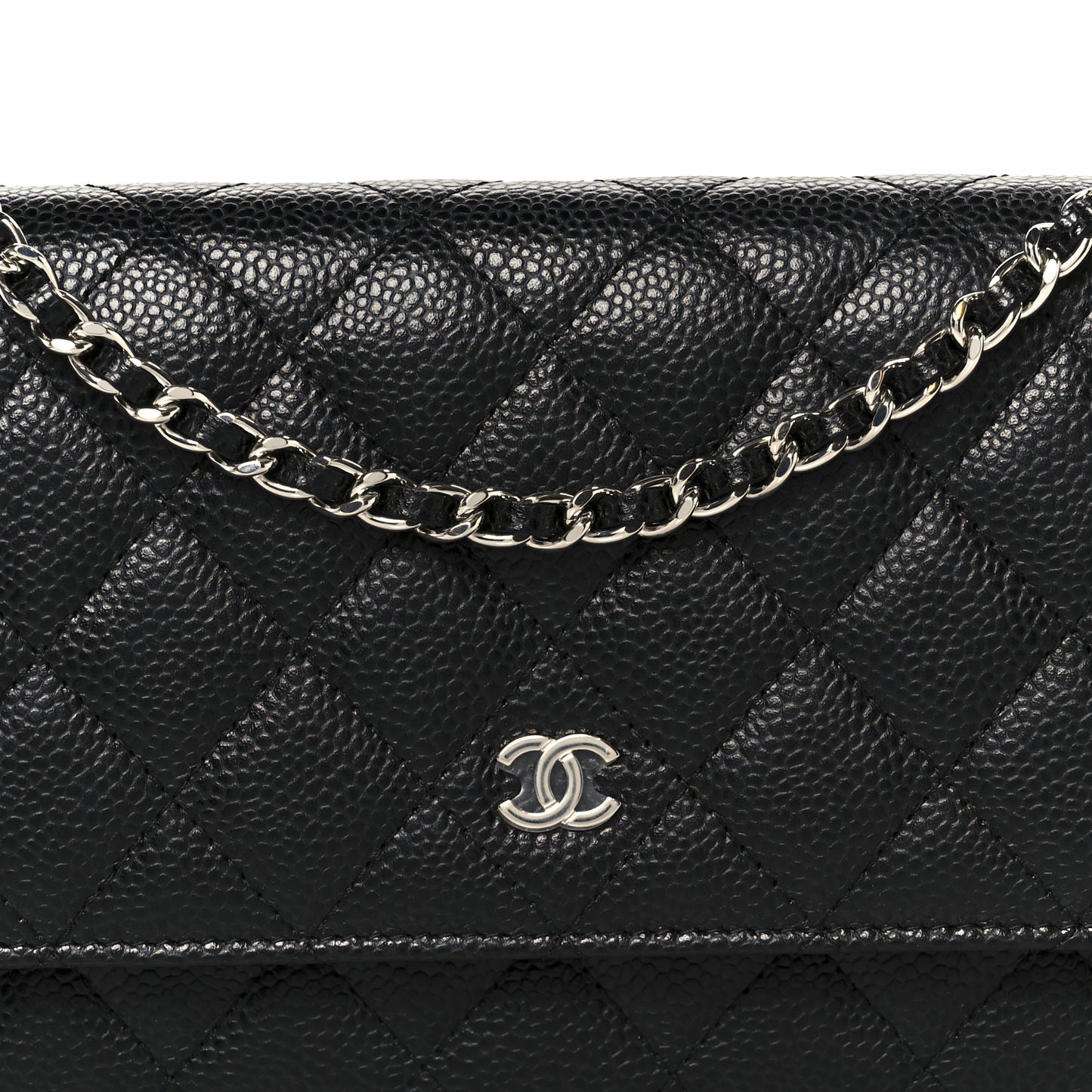 Caviar Quilted Wallet on Chain WOC Black