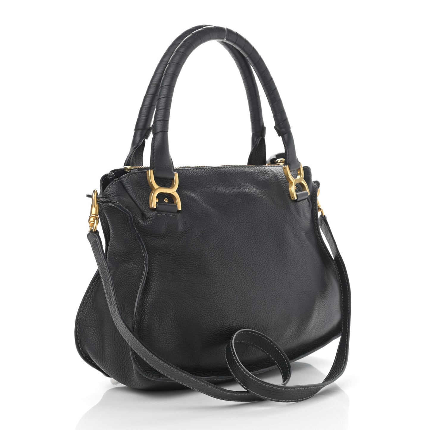 Calfskin Medium Marcie Satchel Black