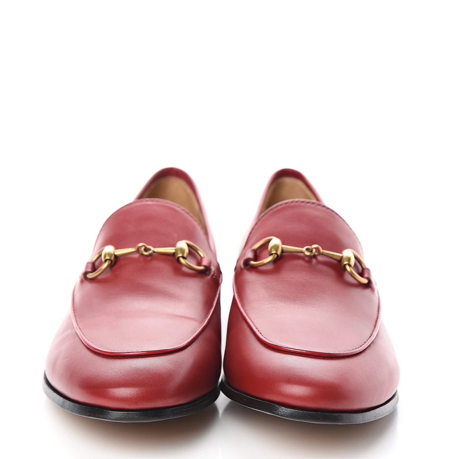 Gucci Calfskin Womens Jordaan Loafers 37.5 Hibiscus Red 2 of 10