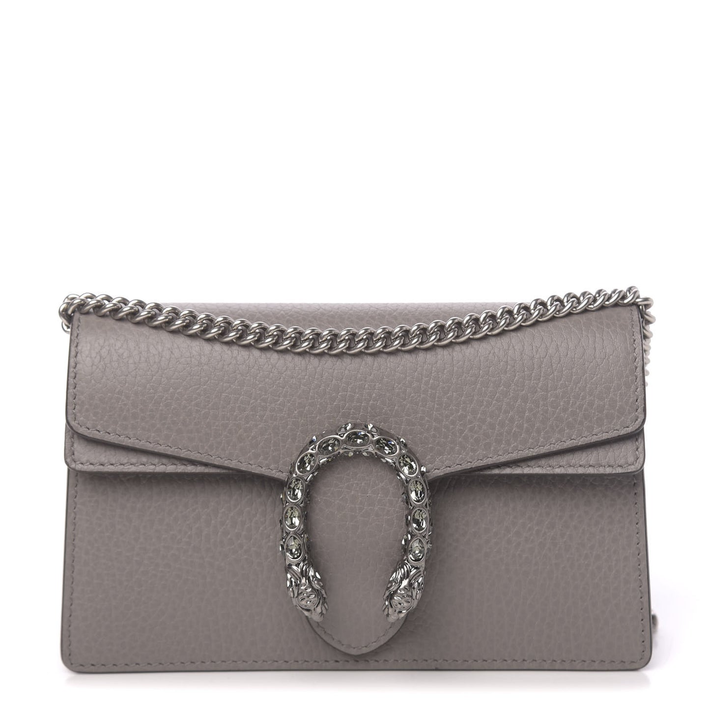 Dollar Calfskin Crystal Super Mini Dionysus Shoulder Bag Dusty Grey Black Diamond