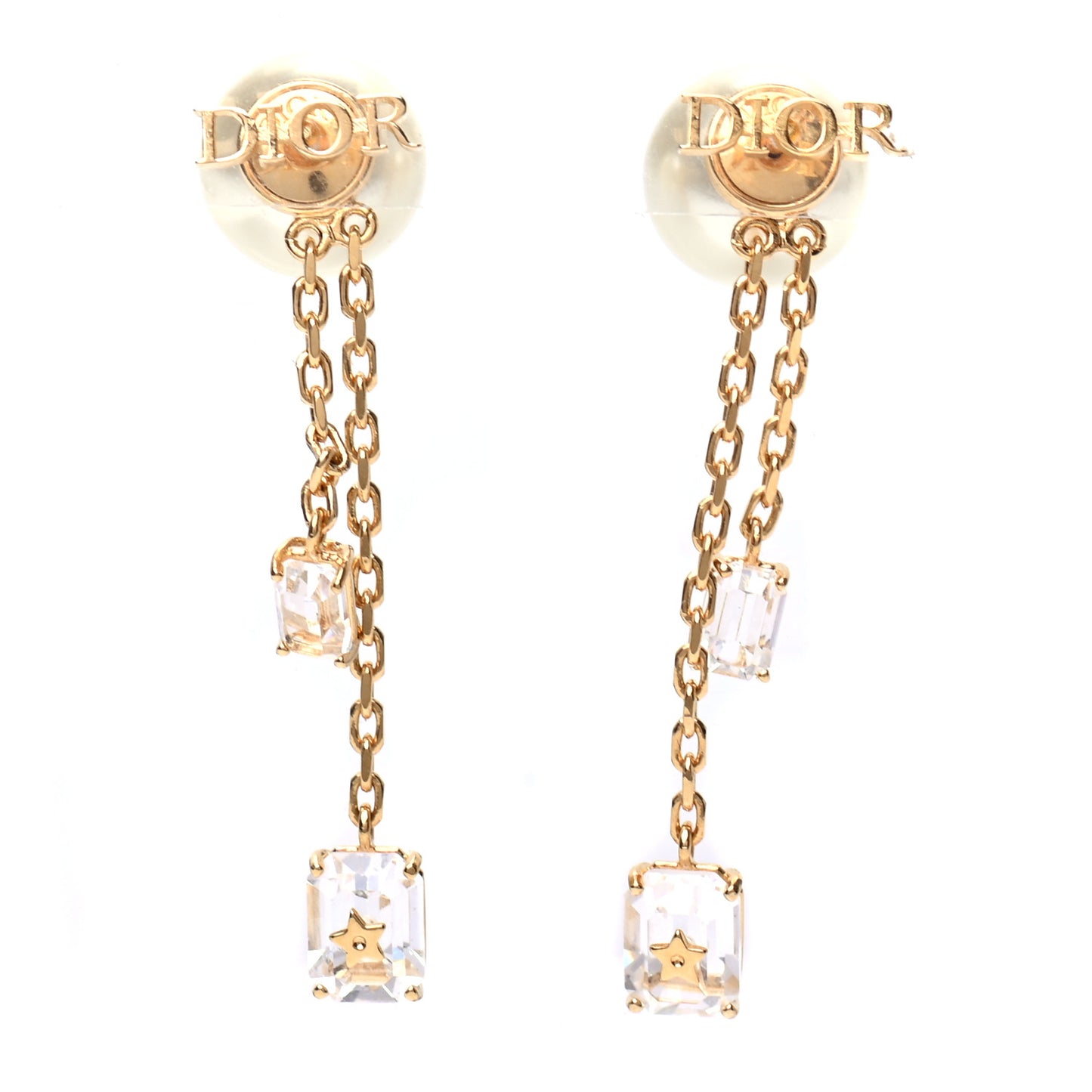Pearl Crystal Tribales Dangle Chain Earrings Gold