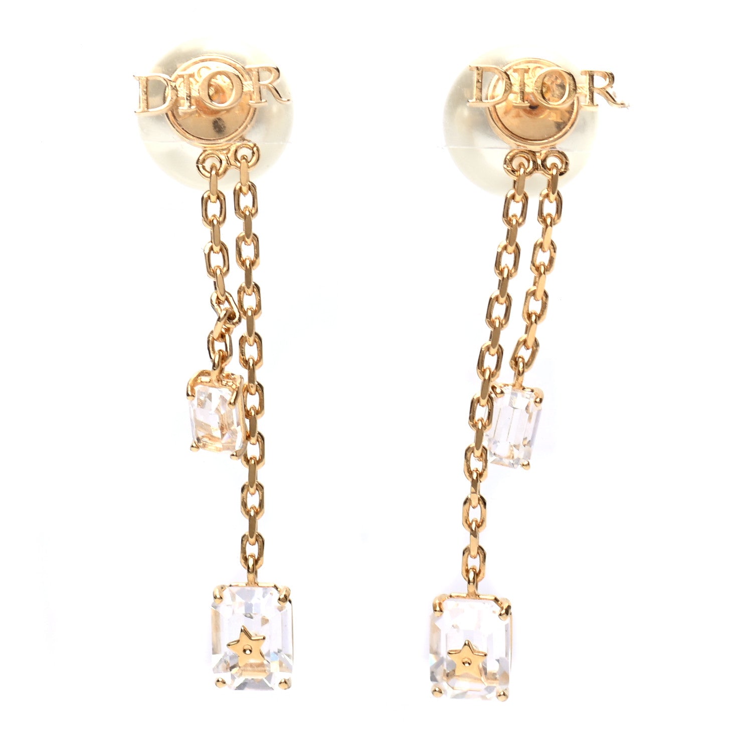 Christian Dior Pearl Crystal Tribales Dangle Chain Earrings Gold 1 of 4