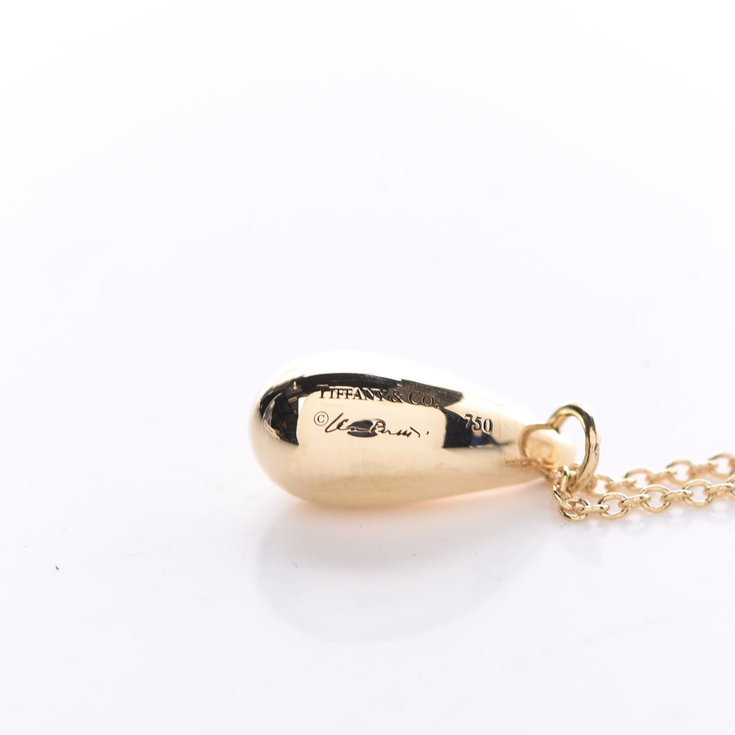 18K Yellow Gold 12mm Elsa Peretti Teardrop Pendant Necklace