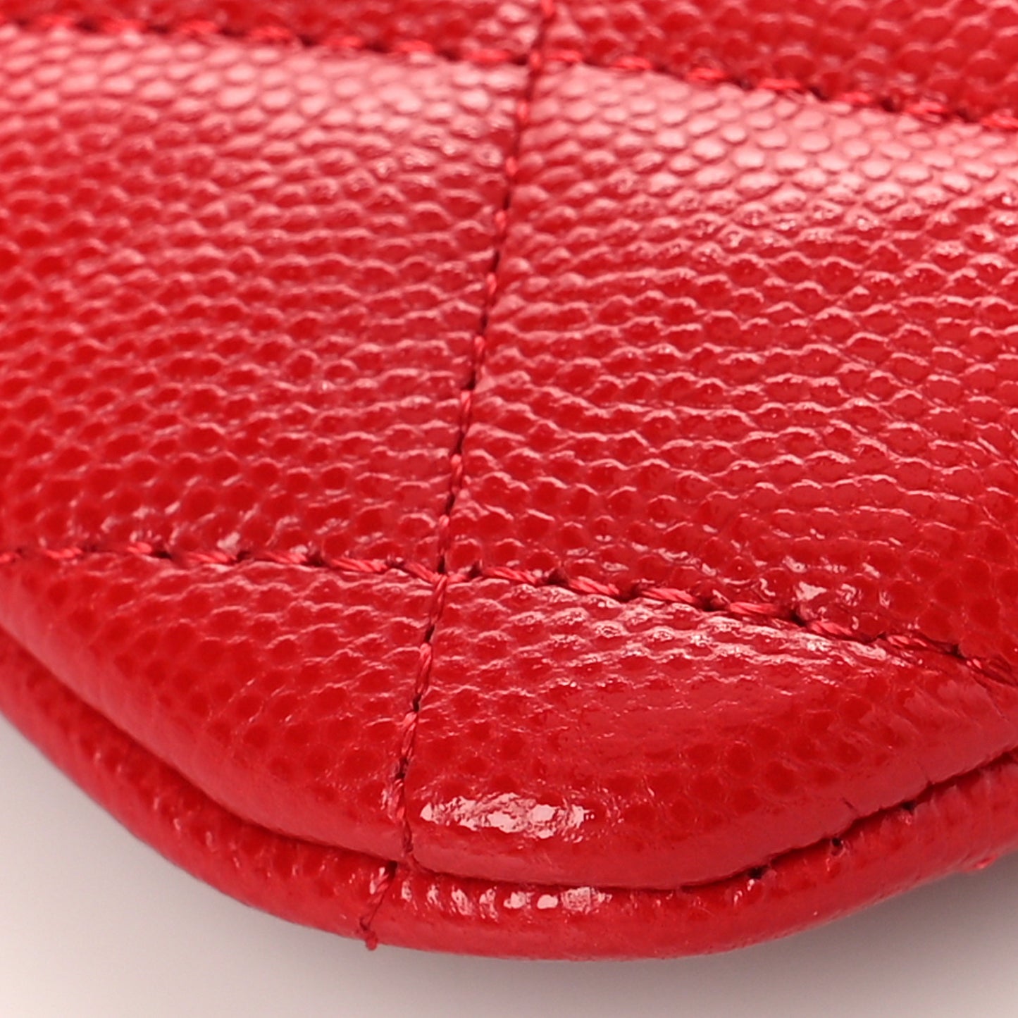 Caviar Quilted Small Cosmetic Case Red