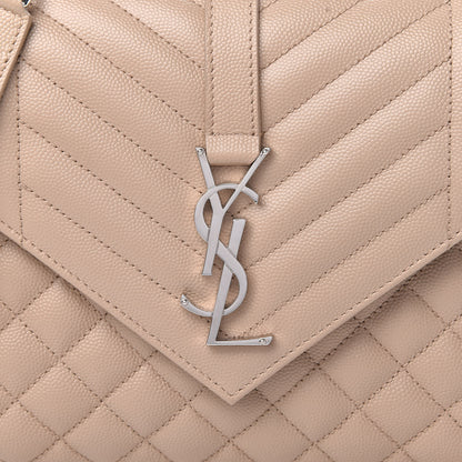 Saint Laurent Grain De Poudre Textured Mixed Matelasse Medium Triquilt Monogram Satchel Dark Beige 10 of 11