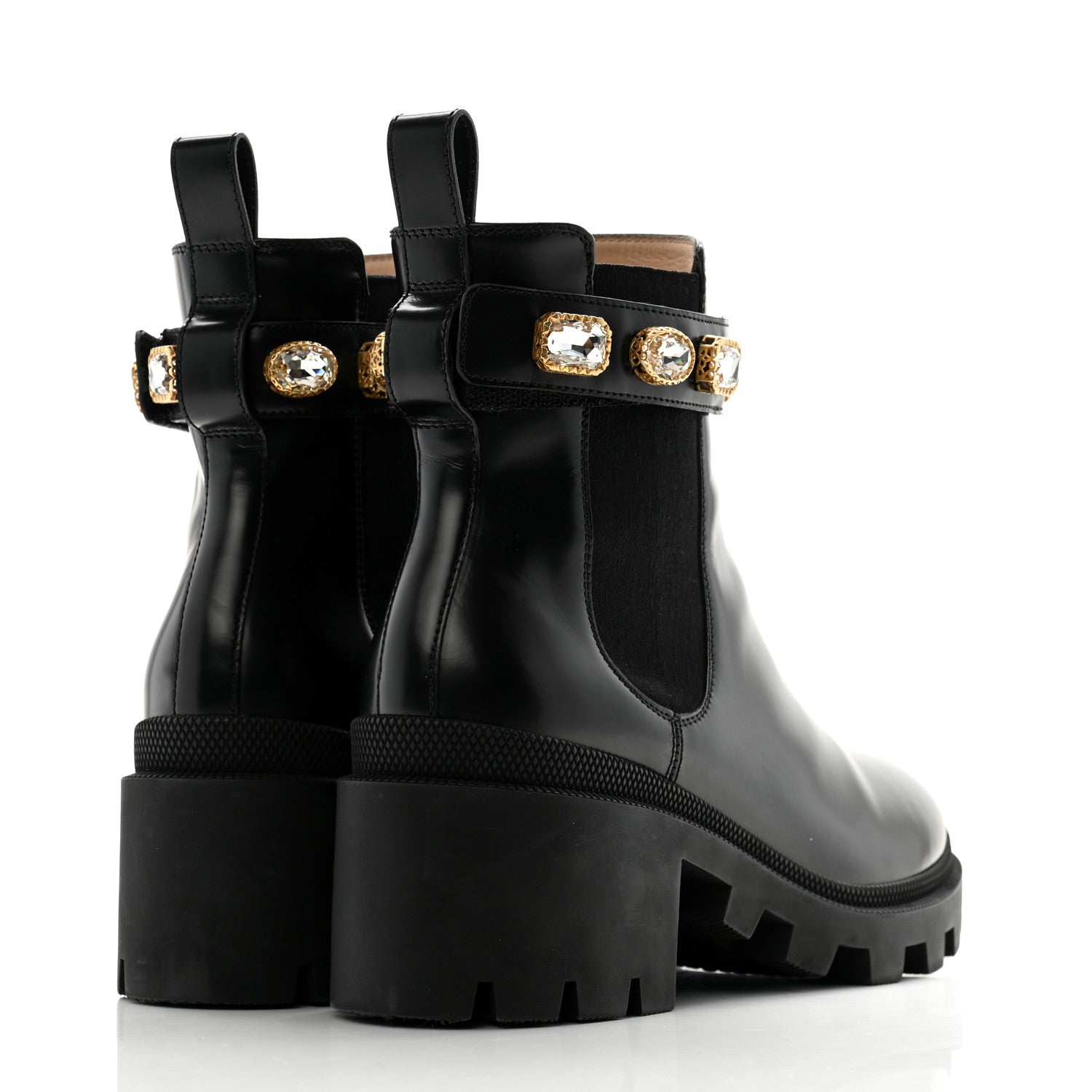 Gucci Calfskin Crystal GG Trip Chelsea Ankle Boots 39.5 Black 4 of 11