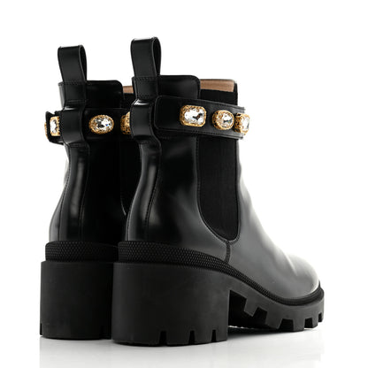 Gucci Calfskin Crystal GG Trip Chelsea Ankle Boots 39.5 Black 4 of 11