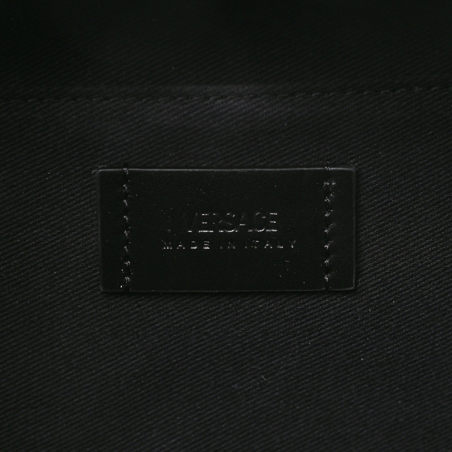 Coated Canvas La Greca Signature Messenger Bag Black Blue