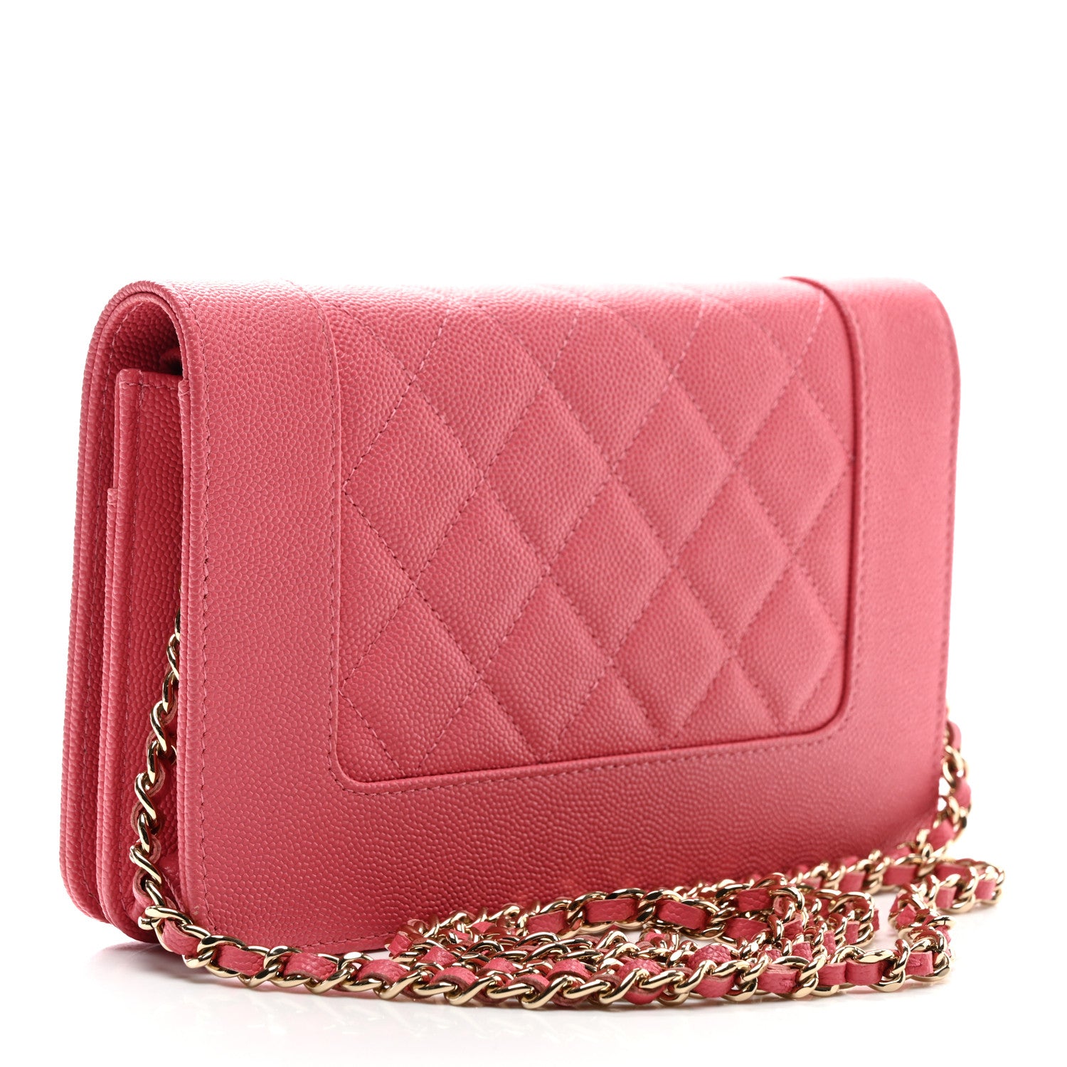 Chanel Caviar Quilted Vintage Mademoiselle Wallet On Chain WOC Dark Pink 3 of 11